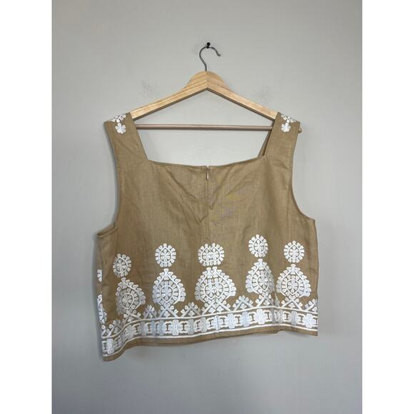 NWT Figue Isabelle Squared Neckline Linen Zip Top Travertine Sand Size: Large - Picture 7 of 8